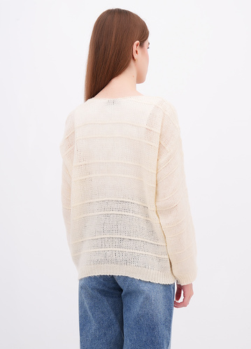Фото ракурс 2 - Женский молочный джемпер EQUILIBRI артикул W345 022 000 MILK FW2025
