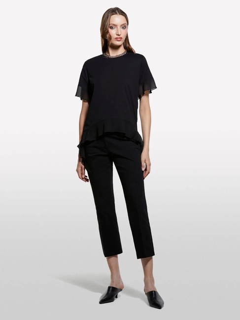 Фото ракурс 3 - Жіноча чорна футболка Sisley артикул 3WHCL107U 100 25A