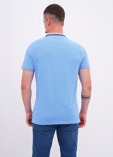 Фото ракурс 2 - Чоловіча синя футболка поло Lee Cooper артикул LCM251-1030 BLISSFUL BLUE FW2025