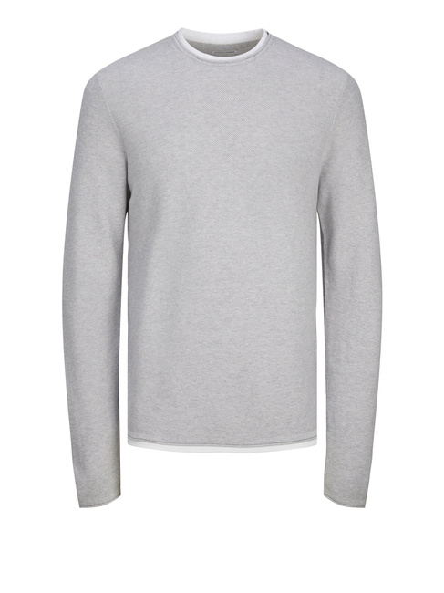 Фото ракурс 1 - Мужской серый джемпер Jack & Jones артикул 12258595 LIGHT GREY MELANGE FW2024