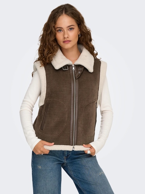 Женский коричневый жилет Only артикул 15348999 Rain Drum FW2025 Фото ракурс 6 - Женский коричневый жилет Only артикул 15348999 Rain Drum FW2025