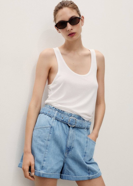 Жіночі сині шорти Mango артикул 87080607 TM 8 season Фото ракурс 6 - Жіночі сині шорти Mango артикул 87080607 TM 8 season