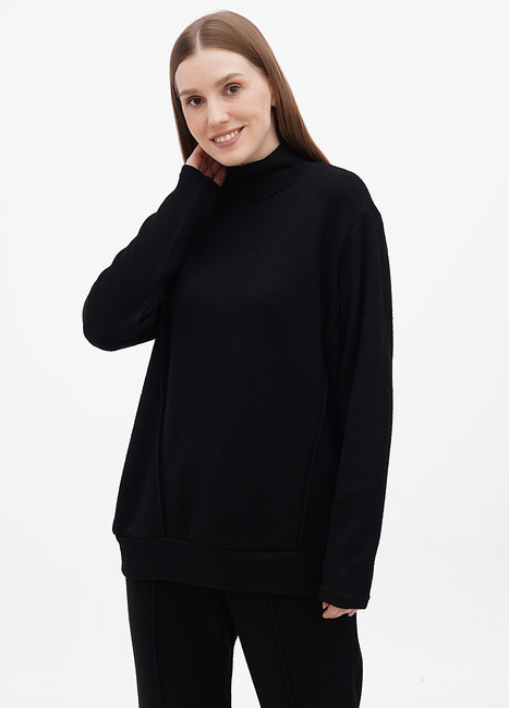 Фото ракурс 1 - Женский чёрный свитшот EQUILIBRI артикул LE AN Sweat Black FW2024