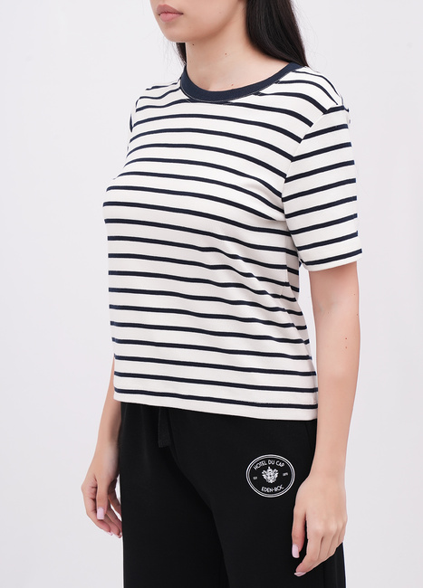 Жіноча синя футболка EQUILIBRI артикул W213 103 000 NAVY BLUE FW2025 Фото ракурс 3 - Жіноча синя футболка EQUILIBRI артикул W213 103 000 NAVY BLUE FW2025