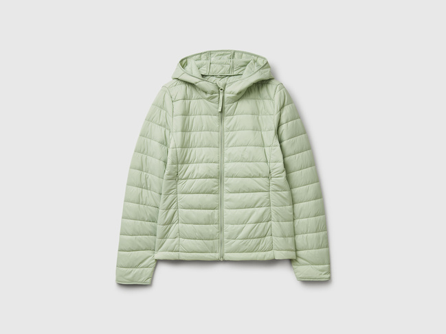 Женская зеленая куртка Benetton артикул 2TWDDN07O 22U 25A Фото ракурс 4 - Женская зеленая куртка Benetton артикул 2TWDDN07O 22U 25A