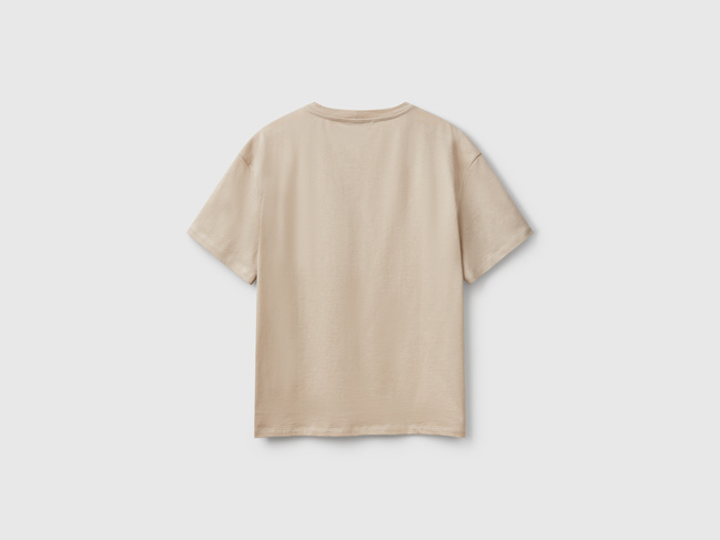 Фото ракурс 3 - Жіноча бежева футболка Benetton артикул 3096D102O 2B1 25P