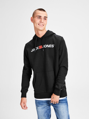 Фото ракурс 1 - Чоловіче чорнe худі Jack & Jones артикул 12137054 Black FW2024