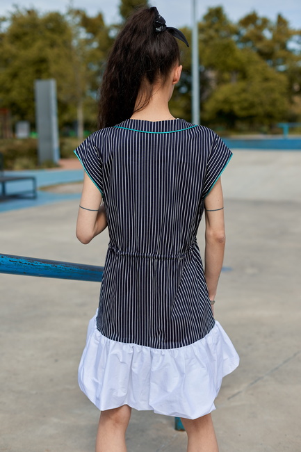 Фото ракурс 2 - Женское синее платье EQUILIBRI артикул NW452001 000 NAVY BLUE SS2025