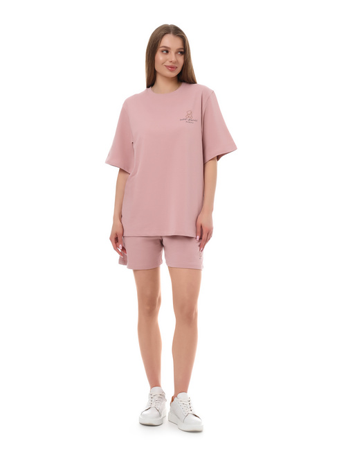 Фото ракурс 3 - Жіноча рожева футболка EQUILIBRI артикул W291 039 100 Powder SS2025