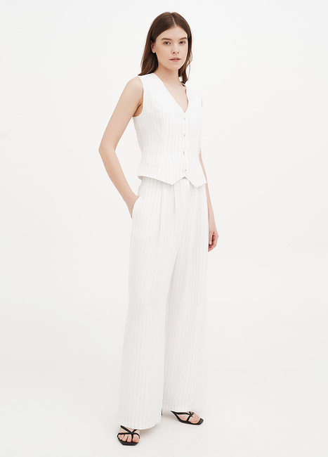 Женские белые брюки EQUILIBRI артикул W491 067 200 White SS2025 Фото ракурс 1 - Женские белые брюки EQUILIBRI артикул W491 067 200 White SS2025