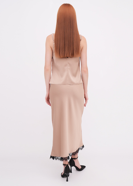 Женская коричневая юбка EQUILIBRI артикул BW491012 200 Mocco SS2026 Фото ракурс 2 - Женская коричневая юбка EQUILIBRI артикул BW491012 200 Mocco SS2026