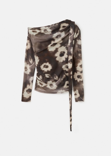 Жіноча коричнева футболка Mango артикул 17057816 30 1 season Фото ракурс 3 - Жіноча коричнева футболка Mango артикул 17057816 30 1 season