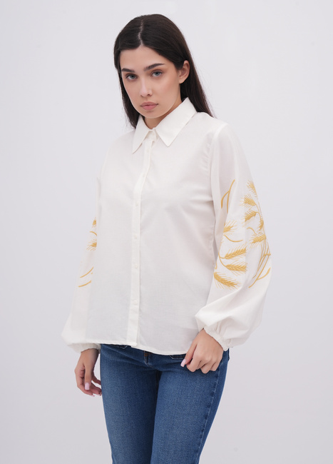 Фото ракурс 1 - Жіноча біла блузка EQUILIBRI артикул W421 021 001 White FW2025