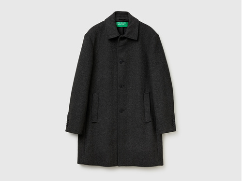 Фото ракурс 1 - Мужское черное пальто Benetton артикул 2C4VUN06U 903 25I