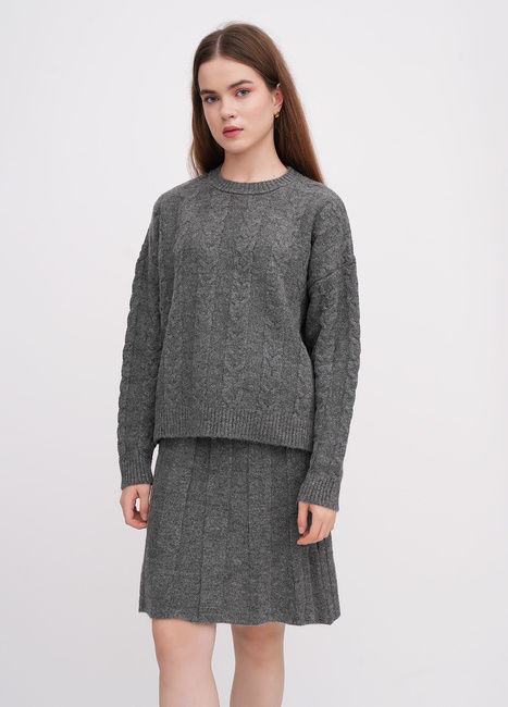 Жіночий сірий светр EQUILIBRI артикул NW391001 100 Grey FW2025 Фото ракурс 1 - Жіночий сірий светр EQUILIBRI артикул NW391001 100 Grey FW2025