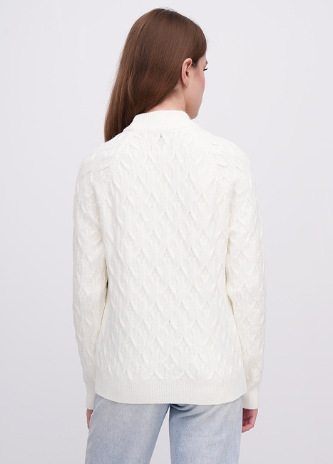 Фото ракурс 2 - Женский молочный свитер EQUILIBRI артикул W342 067 000 MILK FW2025