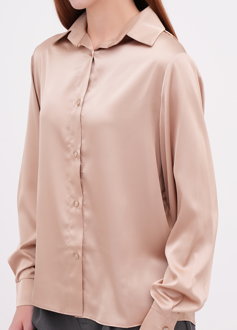 Жіноча бежева блузка EQUILIBRI артикул W421 036 000 Beige FW2025 Фото ракурс 3 - Жіноча бежева блузка EQUILIBRI артикул W421 036 000 Beige FW2025