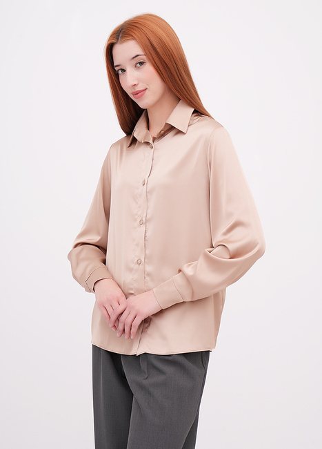 Жіноча бежева блузка EQUILIBRI артикул W421 036 000 Beige FW2025 Фото ракурс 1 - Жіноча бежева блузка EQUILIBRI артикул W421 036 000 Beige FW2025