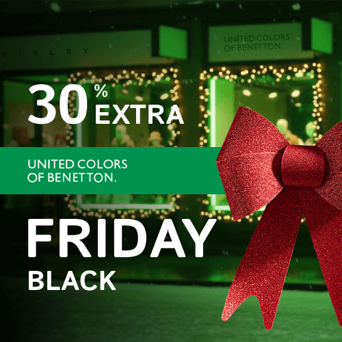 Банер акції 1x1 - "Black Friday" додаткова знижка -30% від Benetton та Sisley