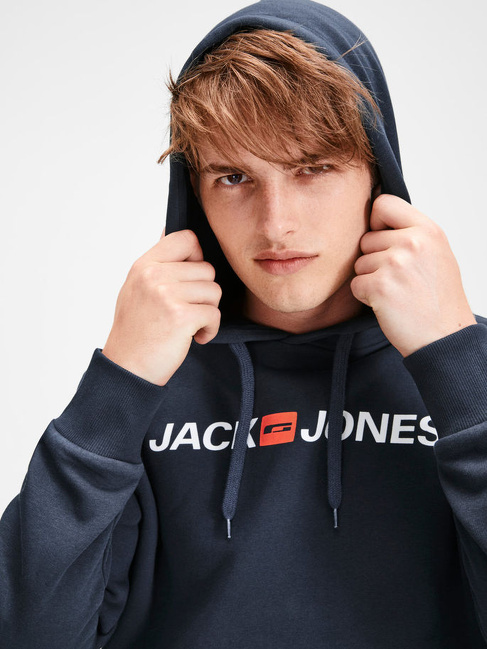 Фото ракурс 3 - Чоловіче синє худі Jack & Jones артикул 12137054 Navy Blazer FW2025