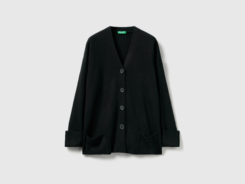 Фото ракурс 1 - Жіночий чорний кардиган Benetton артикул 126WD604Z 700 25A