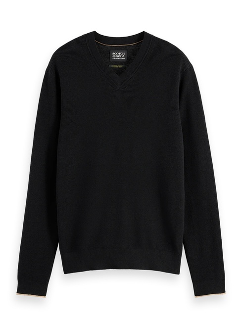 Фото ракурс 3 - Чоловічий чорний светр SCOTCH & SODA артикул 181773 021 FW2025