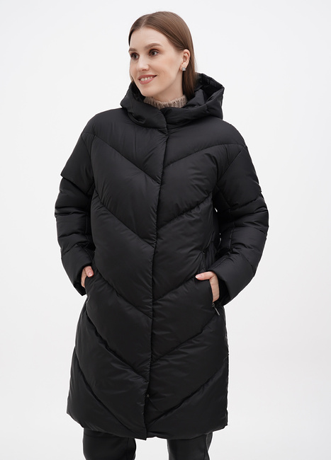 Фото ракурс 1 - Жіноче чорнe пальто EQUILIBRI артикул NV Coat Sor Black FW2024