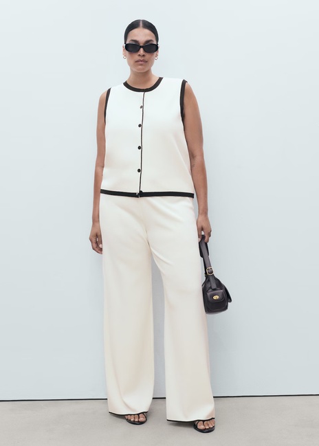 Фото ракурс 5 - Женские молочные брюки Mango артикул 17094775 05 1 season