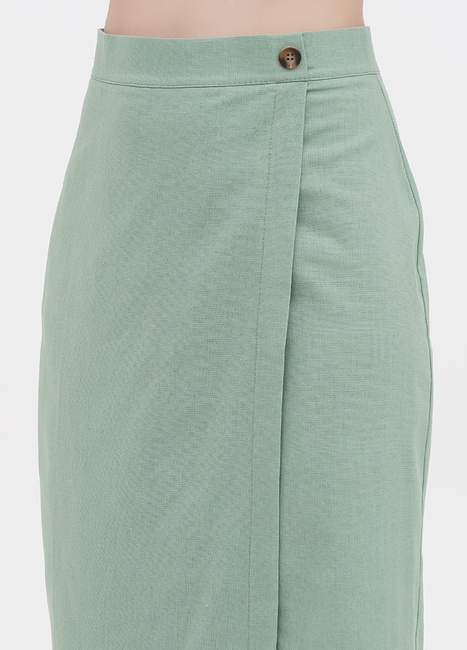 Фото ракурс 3 - Жіноча зелена спiдниця EQUILIBRI  артикул SVT Skirt Linen Green SS2023