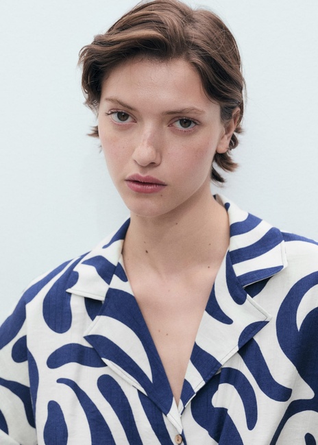 Фото ракурс 4 - Жіноча молочно-синя сорочка Mango артикул 87048646 02 8 season