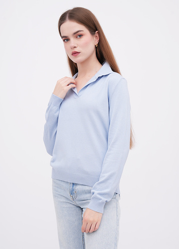 Фото ракурс 1 - Жіноча синя футболка поло EQUILIBRI артикул BW314001 000 Blue FW2025