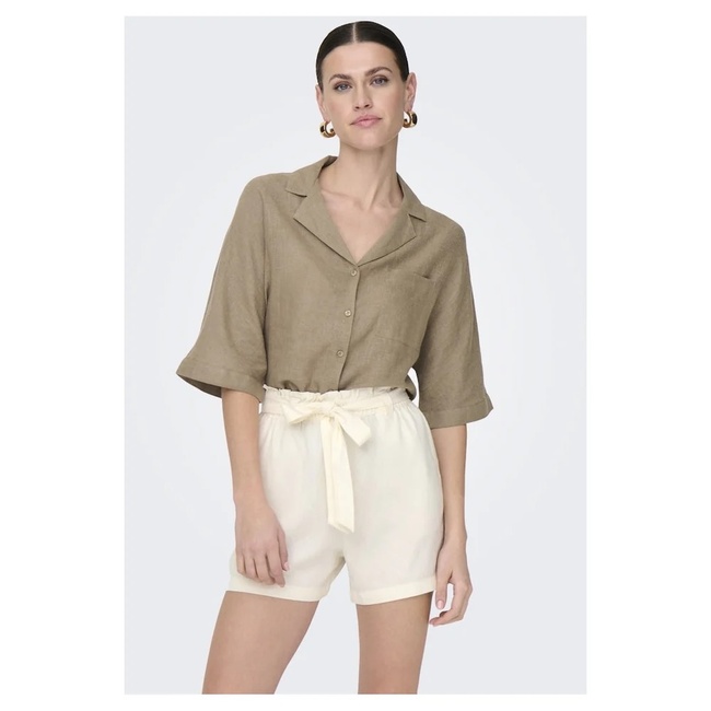 Фото ракурс 3 - Женская коричневая блузка Only артикул 15314215 Brindle SS2025