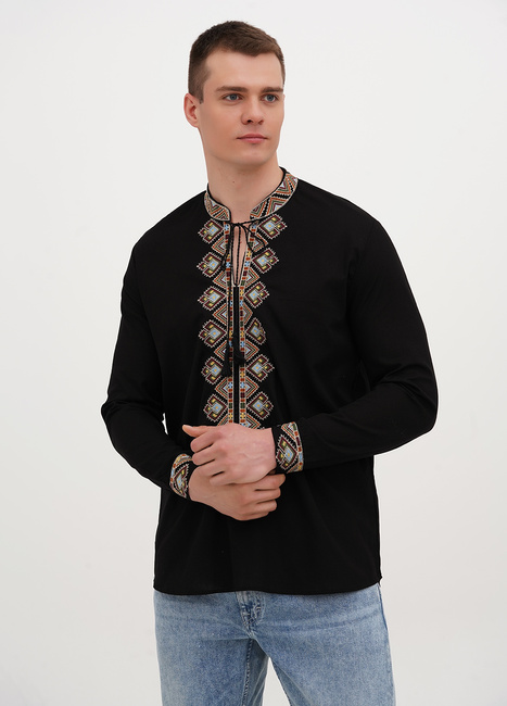 Чоловіча чорна сорочка EQUILIBRI артикул M422 004 000 Black SS2025 Фото ракурс 1 - Чоловіча чорна сорочка EQUILIBRI артикул M422 004 000 Black SS2025