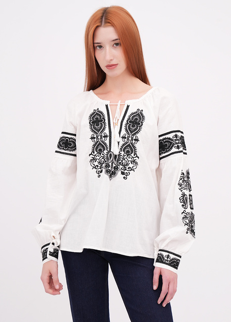 Фото ракурс 1 - Жіноча біла блузка EQUILIBRI артикул W421 035 000 White FW2025