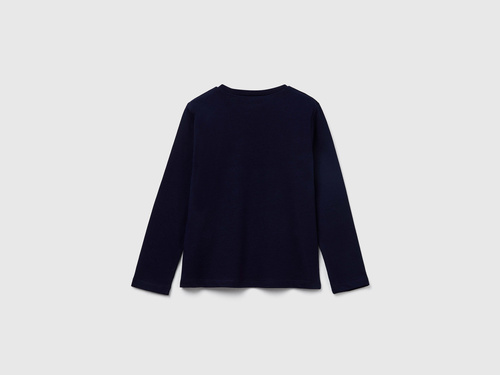 Фото ракурс 2 - Синій лонгслів Benetton для дівчаток артикул 3JERG10KB.P 016 25A