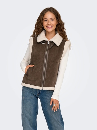 Фото ракурс 1 - Женский коричневый жилет Only артикул 15348999 Rain Drum FW2025