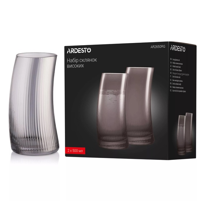 Фото ракурс 3 - Серый набор стаканов высоких Ardesto артикул AR2650RG No color FW2025