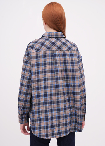 Фото ракурс 2 - Жіноча синя сорочка EQUILIBRI артикул W422 023 003 NAVY BLUE FW2025