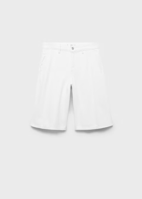 Женские белые шорты Mango артикул 17061180 01 1 season Фото ракурс 4 - Женские белые шорты Mango артикул 17061180 01 1 season