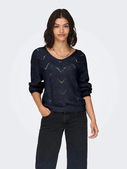 Женский синий свитер Only артикул 15302387 TOTAL ECLIPSE FW2025 Фото ракурс 1 - Женский синий свитер Only артикул 15302387 TOTAL ECLIPSE FW2025