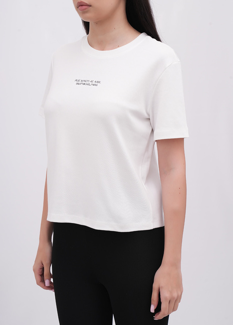 Фото ракурс 3 - Жіноча біла футболка EQUILIBRI артикул W213 099 000 White FW2025