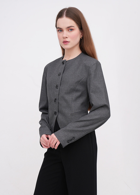 Фото ракурс 1 - Женский серый пиджак EQUILIBRI артикул BW491013 101 Grey FW2025