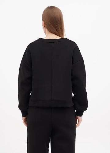 Фото ракурс 2 - Женский чёрный свитшот EQUILIBRI артикул SVT N Sweat Black FW2024