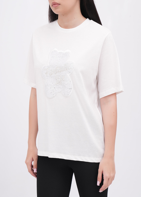 Жіноча біла футболка EQUILIBRI артикул W213 102 000 White FW2025 Фото ракурс 3 - Жіноча біла футболка EQUILIBRI артикул W213 102 000 White FW2025