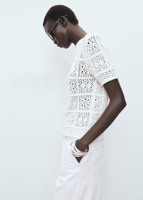 Фото ракурс 3 - Женский белый кардиган Mango артикул 17032904 01 1 season