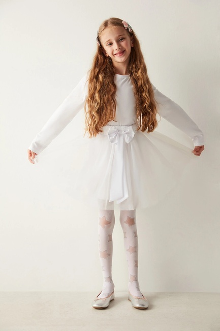Белые колготки для девочек Penti артикул PCDP16SG23SK 10 23FW Фото ракурс 1 - Белые колготки для девочек Penti артикул PCDP16SG23SK 10 23FW