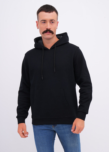 Фото ракурс 1 - Чоловіче чорнe худі EQUILIBRI артикул M232 001 000 Black FW2025