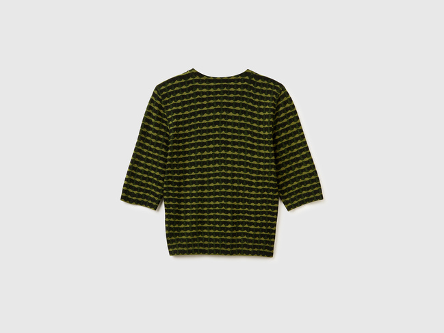 Жіноча зелена футболка Benetton артикул 12F3D10EE 903 25A Фото ракурс 3 - Жіноча зелена футболка Benetton артикул 12F3D10EE 903 25A