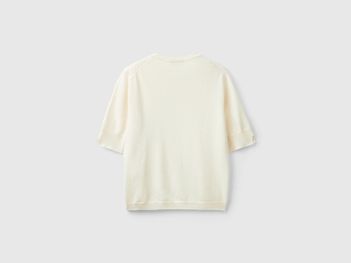 Фото ракурс 2 - Женский белый свитер Benetton артикул 1002D10D2 000 25A