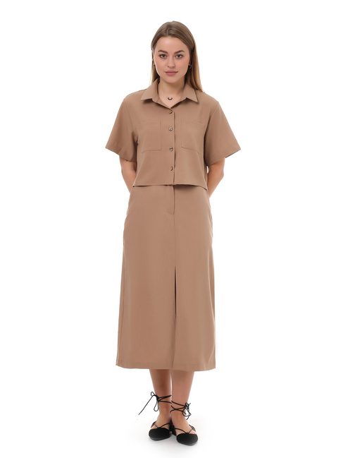 Жіноча коричнева спiдниця EQUILIBRI артикул W491 071 200 Mocco SS2025 Фото ракурс 3 - Жіноча коричнева спiдниця EQUILIBRI артикул W491 071 200 Mocco SS2025